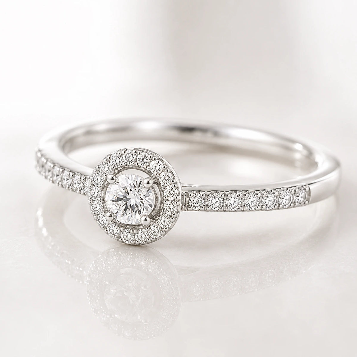 Pierścionek Halo z Diamentem 0,50 ct