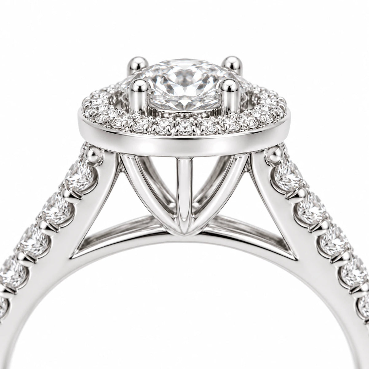 Pierścionek Halo z Diamentem 0,50 ct