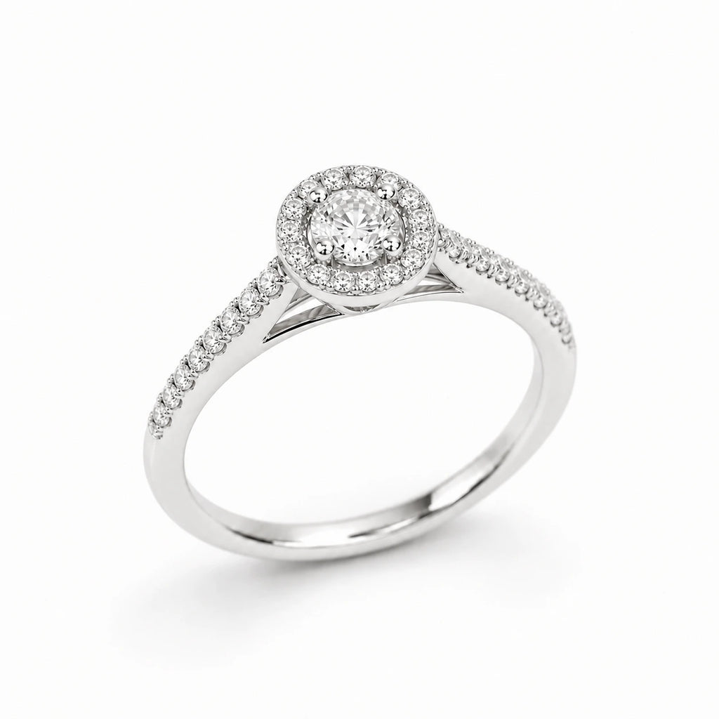 Pierścionek Halo z Diamentem 0,50 ct
