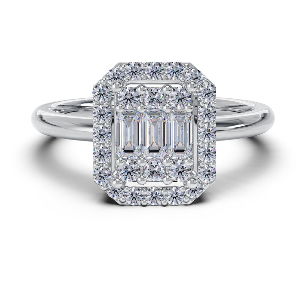 Pierścionek Magic Emerald Halo z diamentami - 0,36 ct