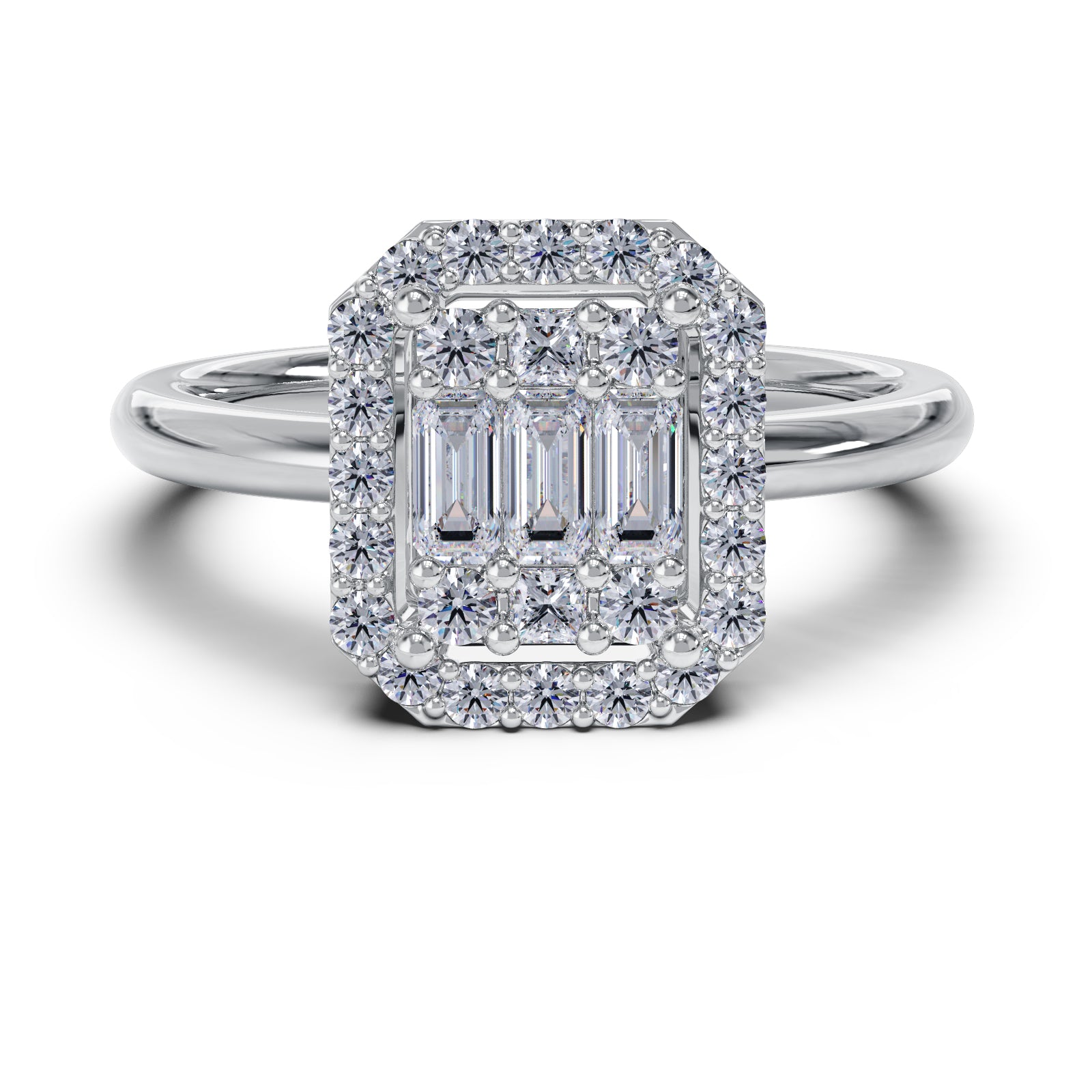Pierścionek Magic Emerald Halo z diamentami - 0,36 ct