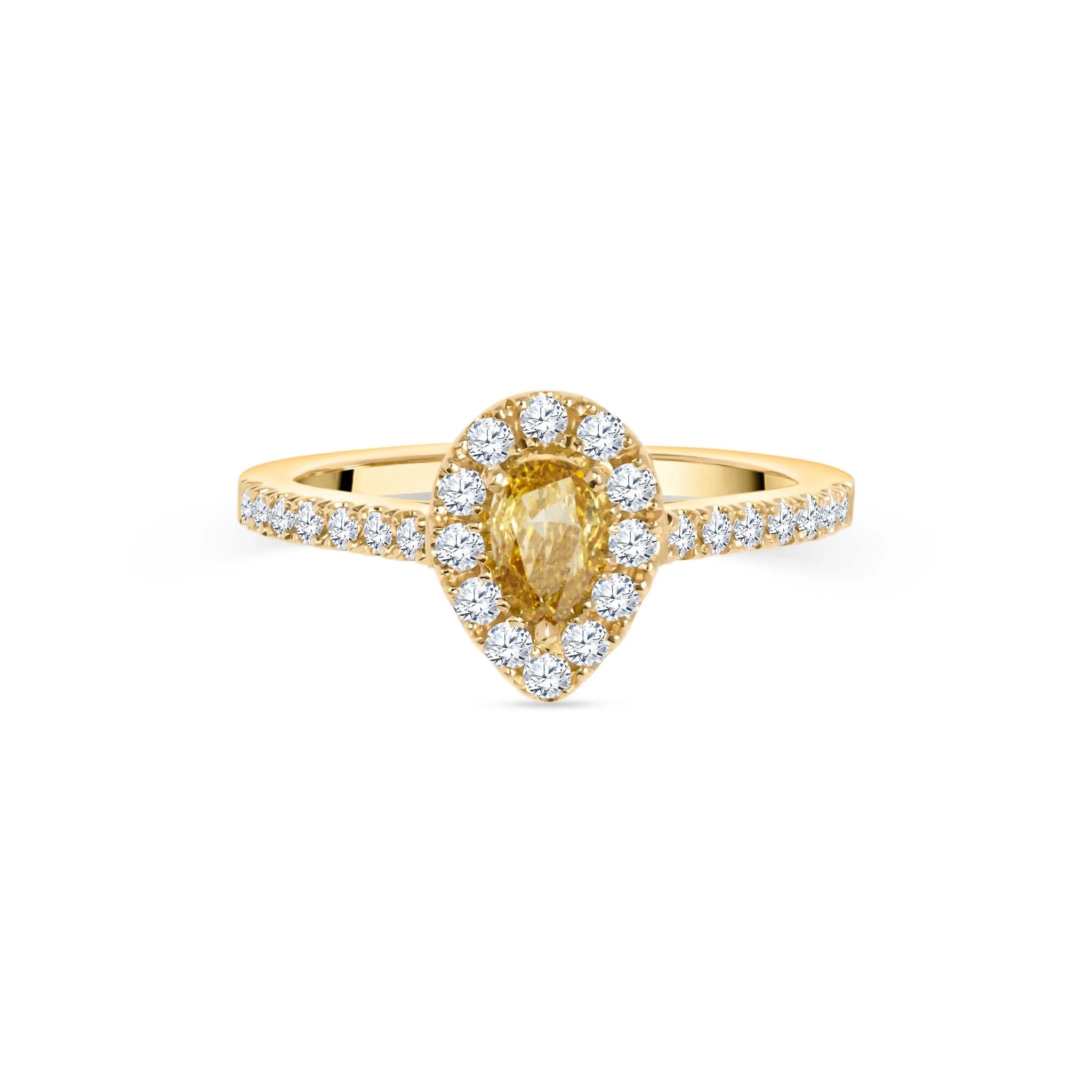 Pierścionek z żółtym diamentem Fancy Deep Yellow - 0,59 ct