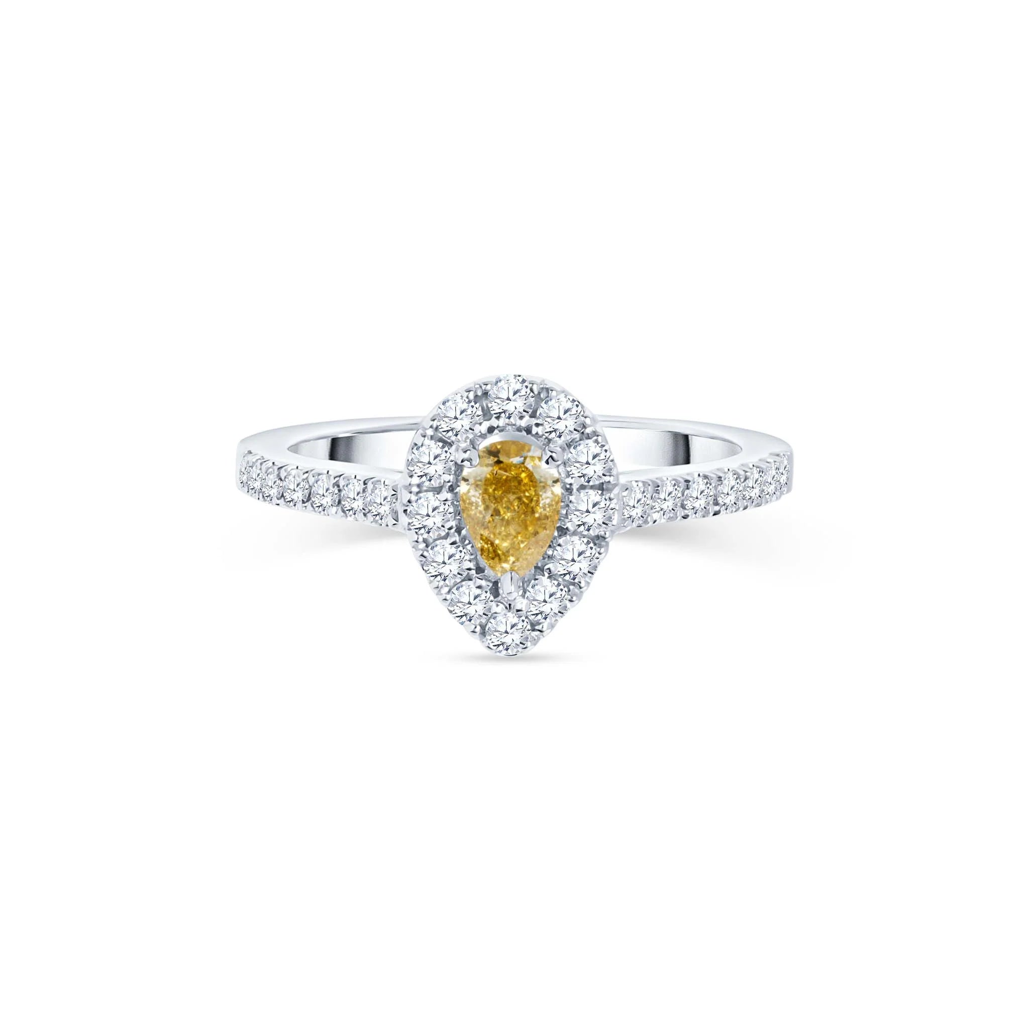 Pierścionek z żółtym diamentem Fancy Deep Yellow - 0,64 ct