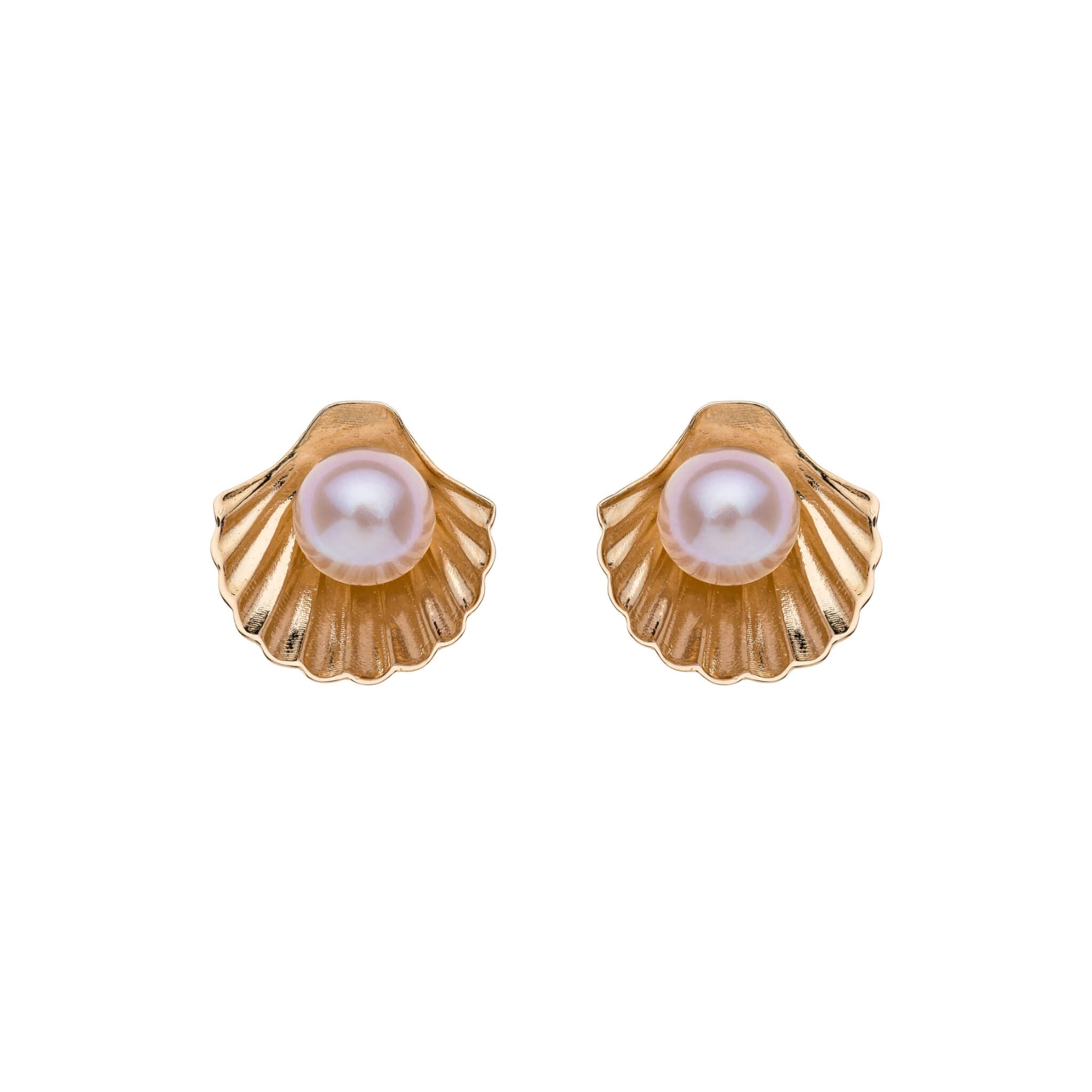 Złote kolczyki muszelki z perłami