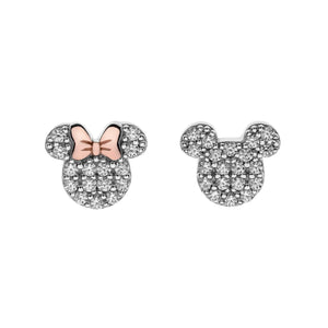 Srebrne kolczyki z cyrkoniami Myszka Minnie i Mickey