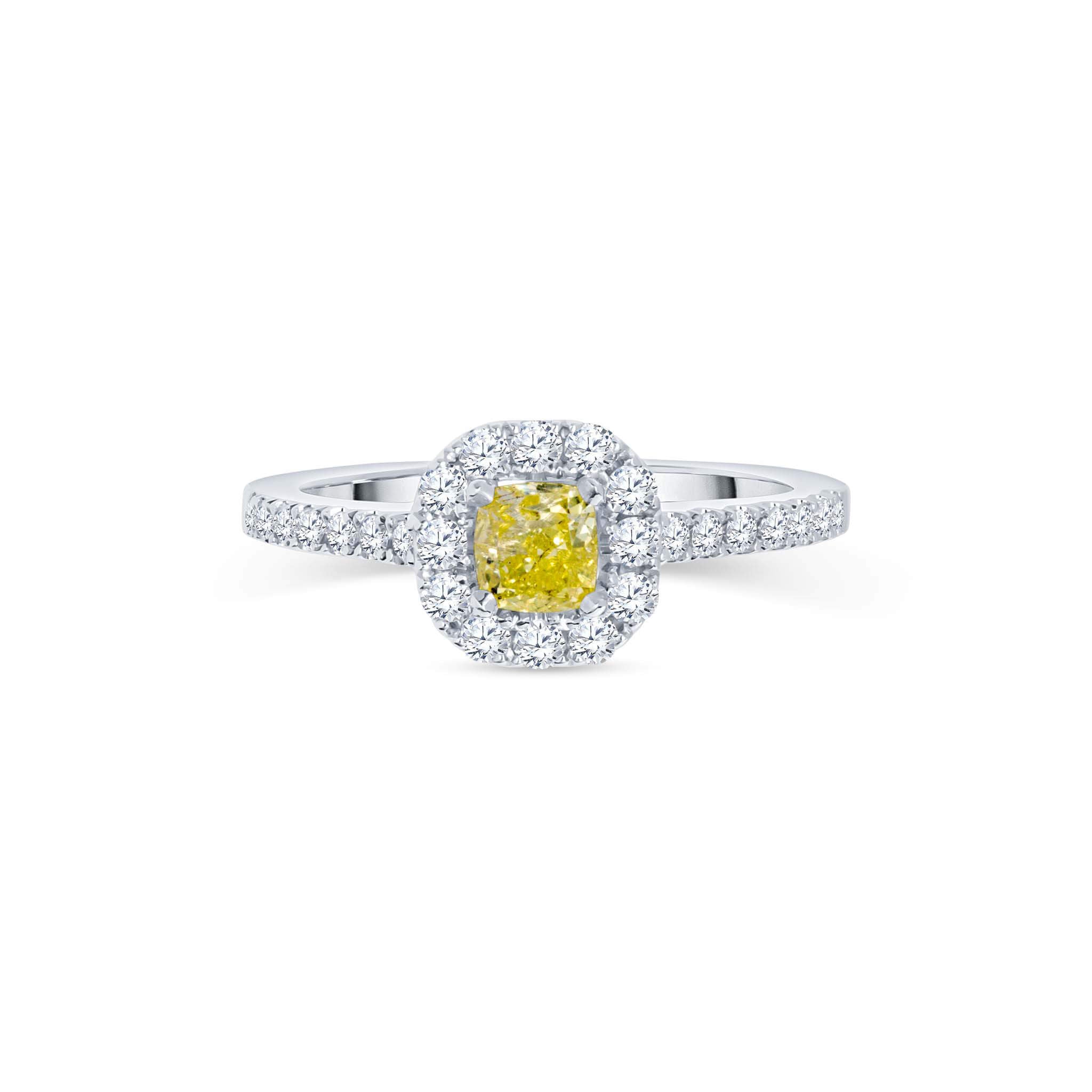 Pierścionek z żółtym diamentem Fancy Yellow - 0,80 ct